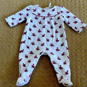 Janie and jack baby girl white and pink floral onesie with footies